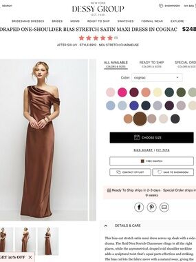 After Six One-Shoulder Satin Maxi Dress in Cognac